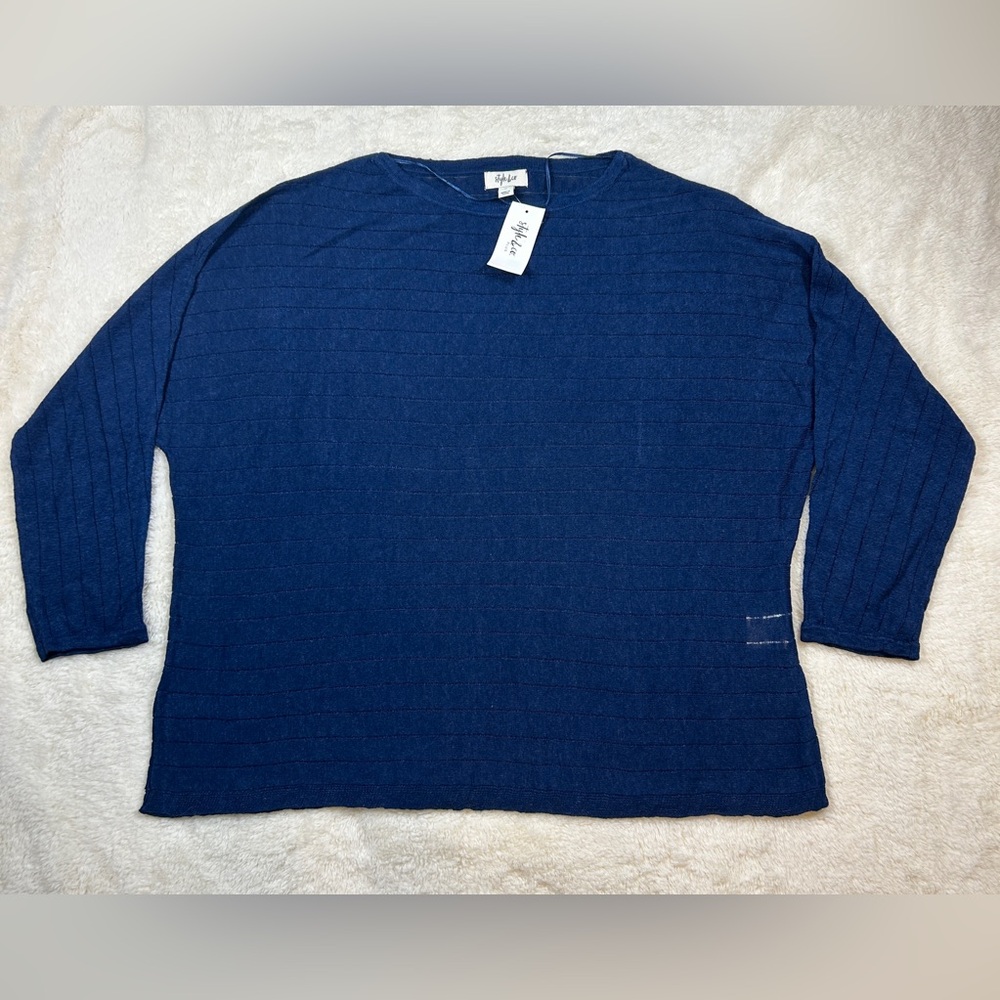 Style & Co. Blue Long Sleeve Tees